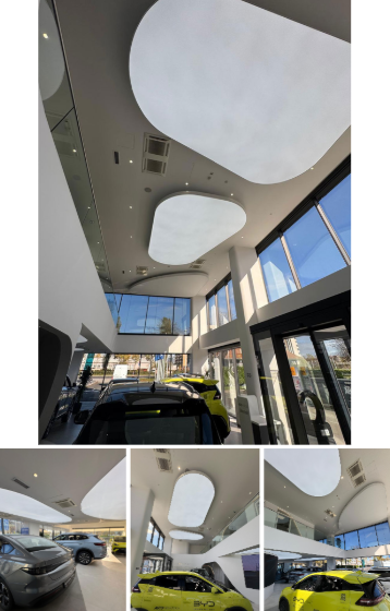 Moderni showroom BYD Auto Centra s integriranim LED stropovima i rasvjetnim sustavima